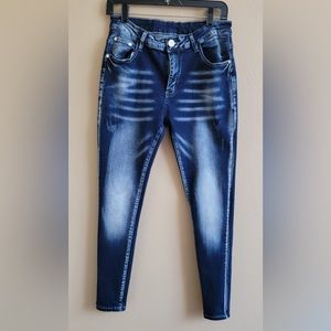 USED LISIDANNI SKINNY JEANS - BLUE AND FADED